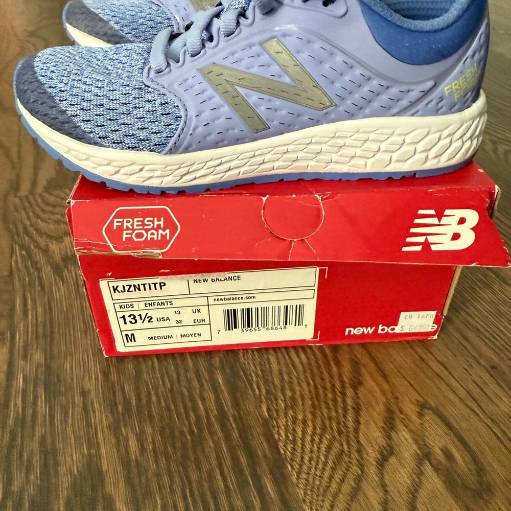 Girls 13.5 New Balance Blue and Purple Sneakers with Breathable Knit